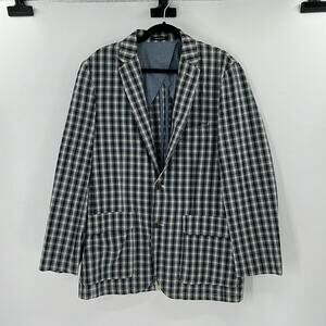 J. Crew Men's Two Button Plaid Blazer - Blue/Green/White - Medium